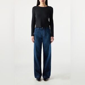 AMO JEANS Greta High-Rise Wide-Leg Denim Trousers Jeans 23 Heartthrob